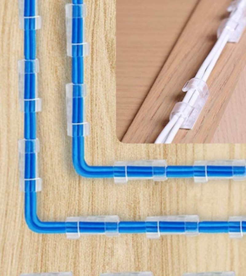 Pack of 20 - Self Adhesive Transparent Cable Clips