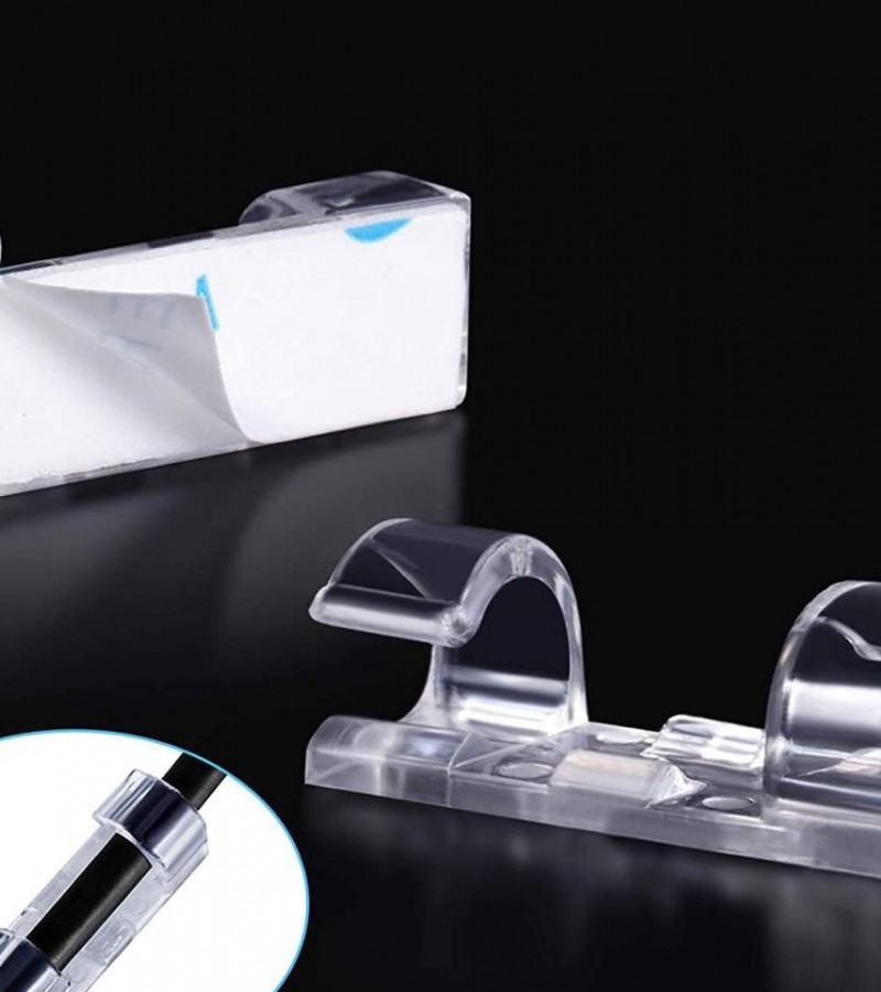 Pack of 20 - Self Adhesive Transparent Cable Clips