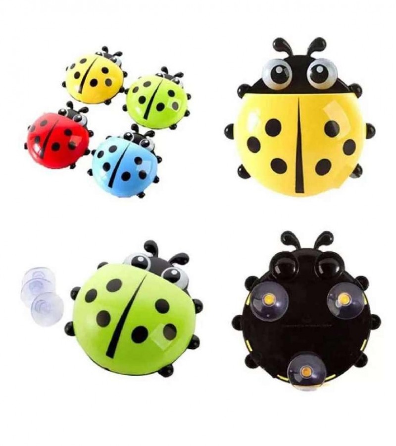 Pack of 3 Cute Ladybug Toothbrush Wall Holder
