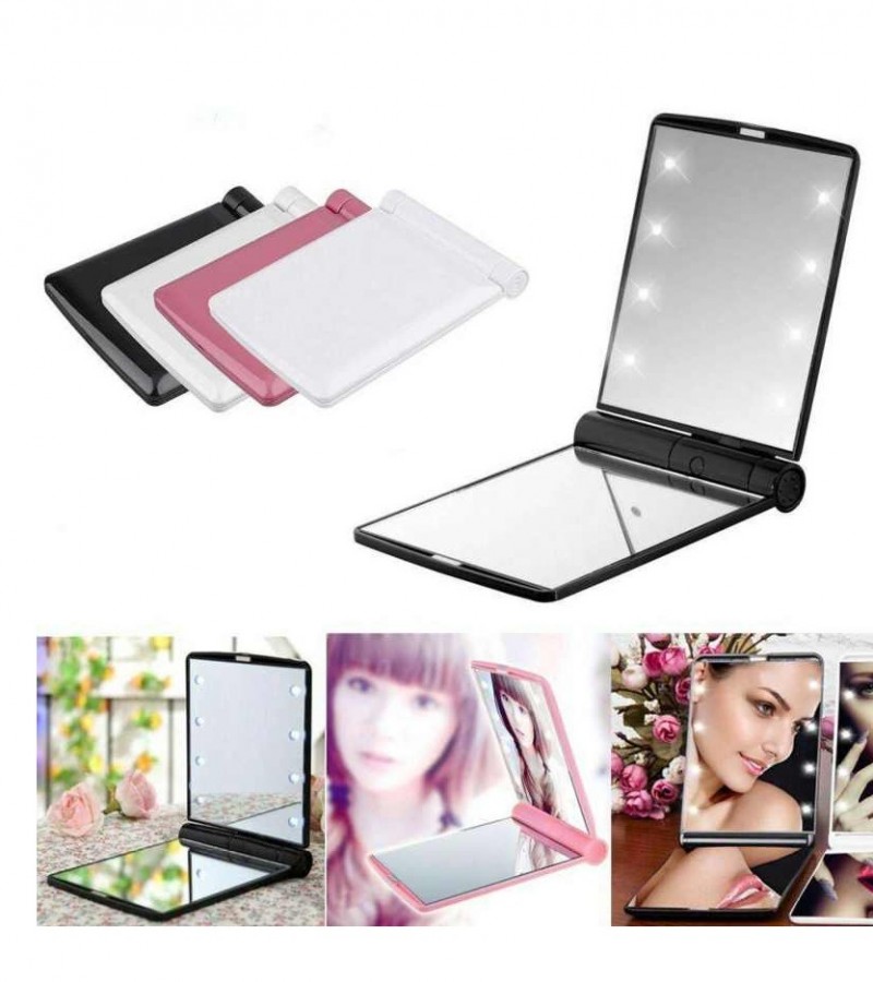 Pocket Mini LED Make Up Mirror with 8 Bright LED Lights,Cosmetic Mirror