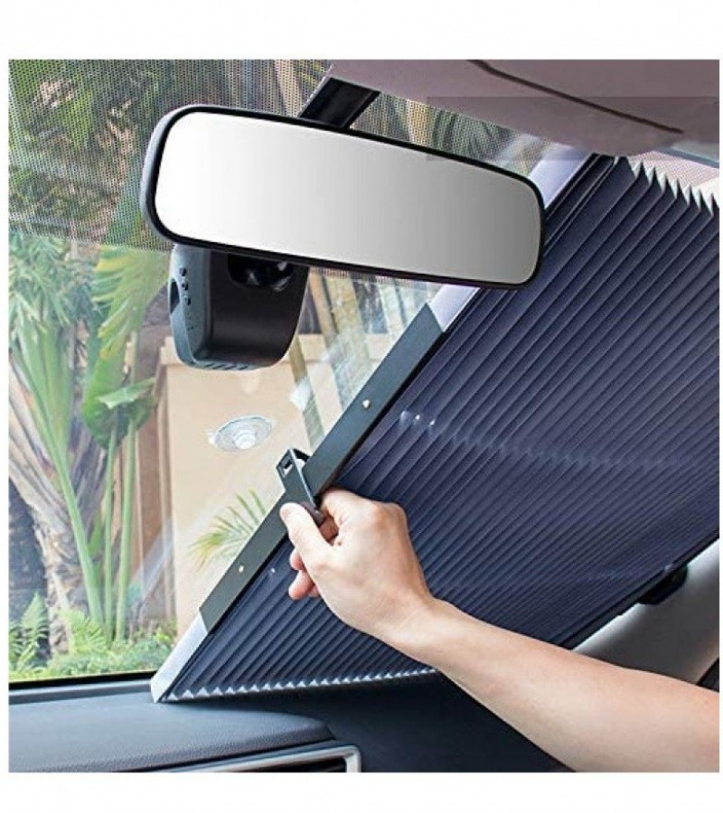 Retractable Car Windshield Sun Shade Suction Cup Easy Installation