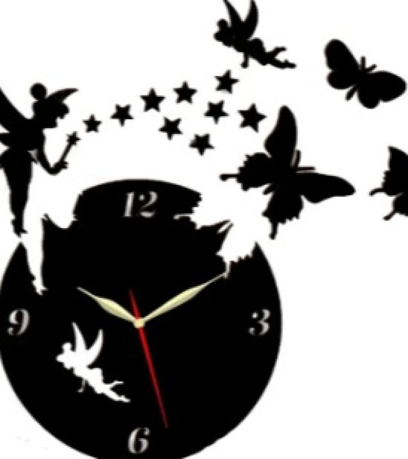 3D Fairy Wooden Wall Clock | Light Wall Clock I Wall Clock I Wooden Wall Clock I Wall clocks for bedroom I Wall Clocks for Home,Offices And Gifts