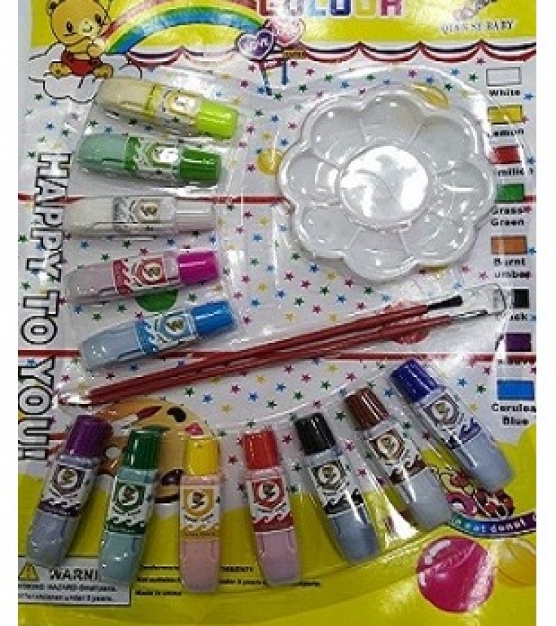 Water Color Art 12 Colors (With 2Brushes and Palette) For Kids - 1808