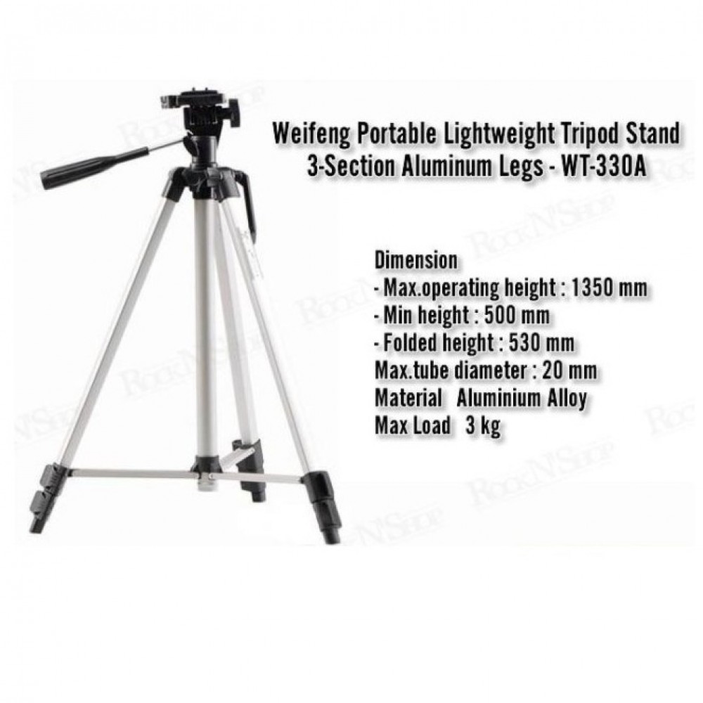 Weifeng WT-330A Professional Tripod Stand Aluminum - Silver