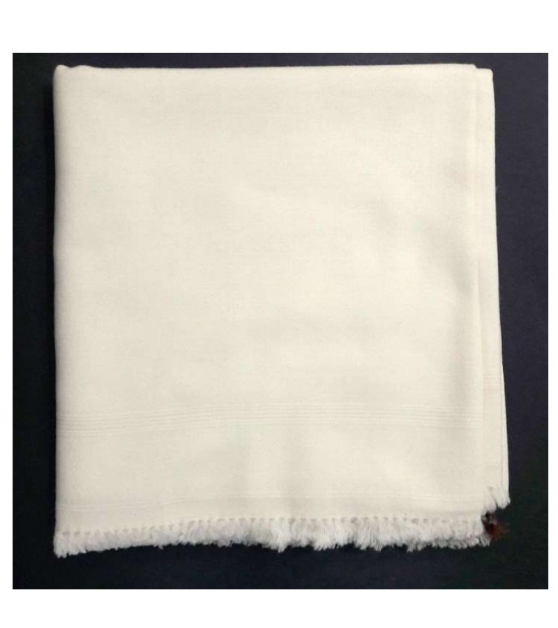 White 100% Pure Woolen Kashmiri Shawl