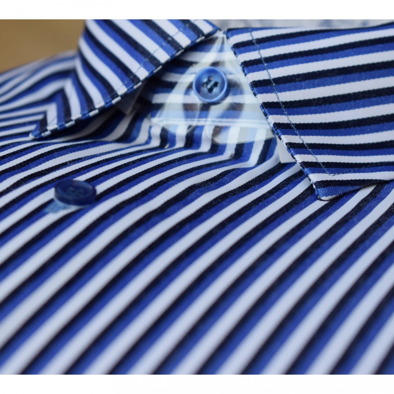 blue and white striped formal shirt