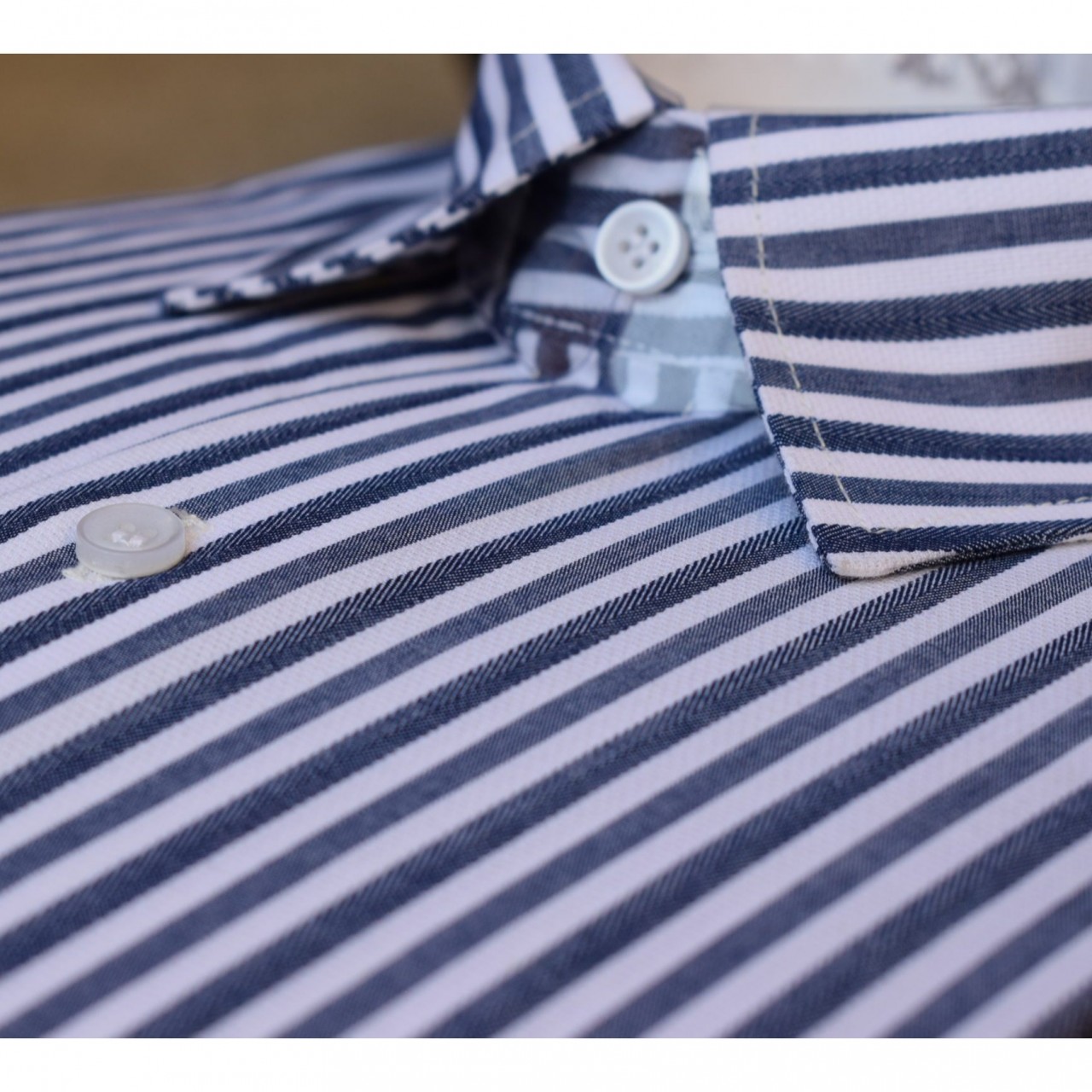 White Light Blue Stripes Formal Shirts For Men