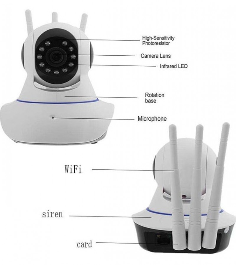 WiFi IP Camera 1080P Home Security Camera 3 Antenna Two Way Audio Night Vision