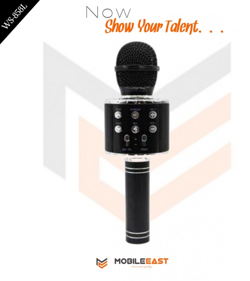 WS858L Karaoke Bluetooth Microphone Micro USB Port Portable Wireless Microphone With Flashing Lights