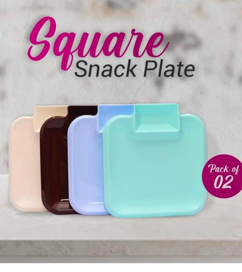 pack of 2 square snack plate