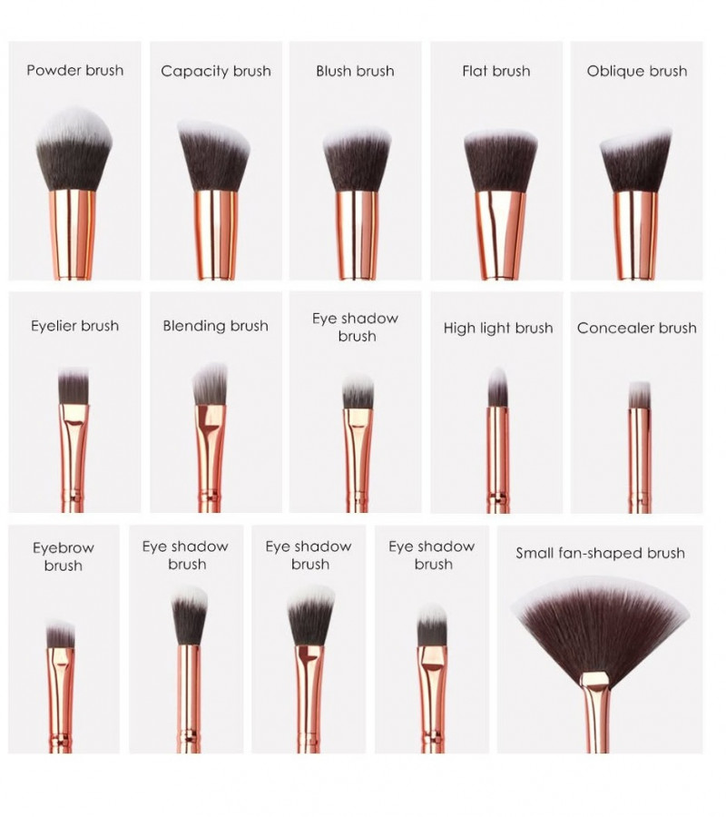 15pcs Professional Makeup Brushes Set Kit Foundation Blush Lip Eyeliner Eye Shadow Face Powder