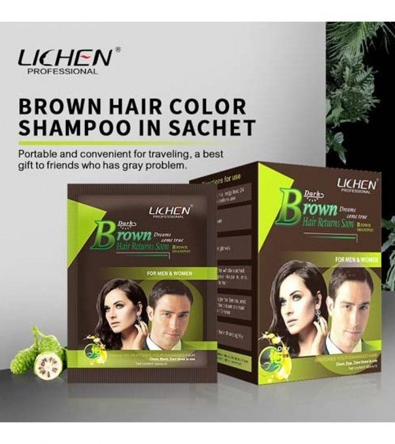 Lichen 10 Dark Broewn Fast instant Hair Dye Color Shampoo sachet Hair Colour Shampoo Sashe box