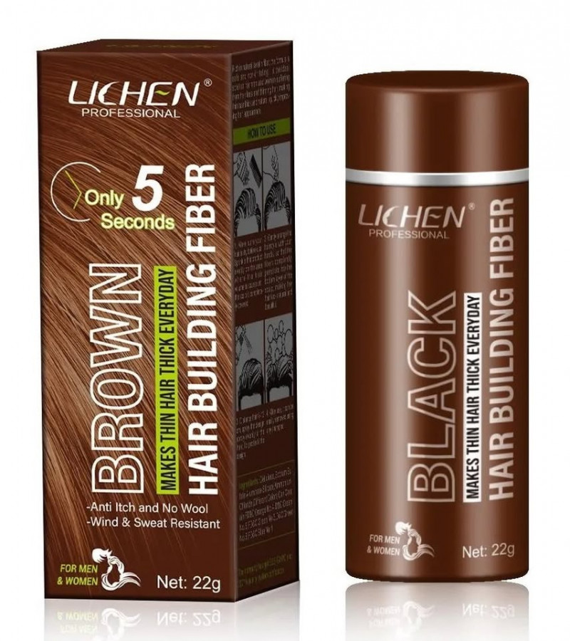 Lichen Hair Building Fibers Brown|Fill In Fine or Thinning Hair|Instantly Thicker|for Men&Women-22g