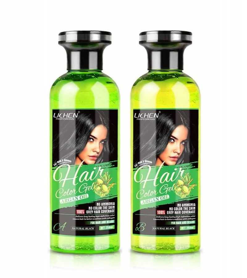 Lichen Hair Color Gel Natural Black (Argan Oil) 258ML* 2 = 516 ml